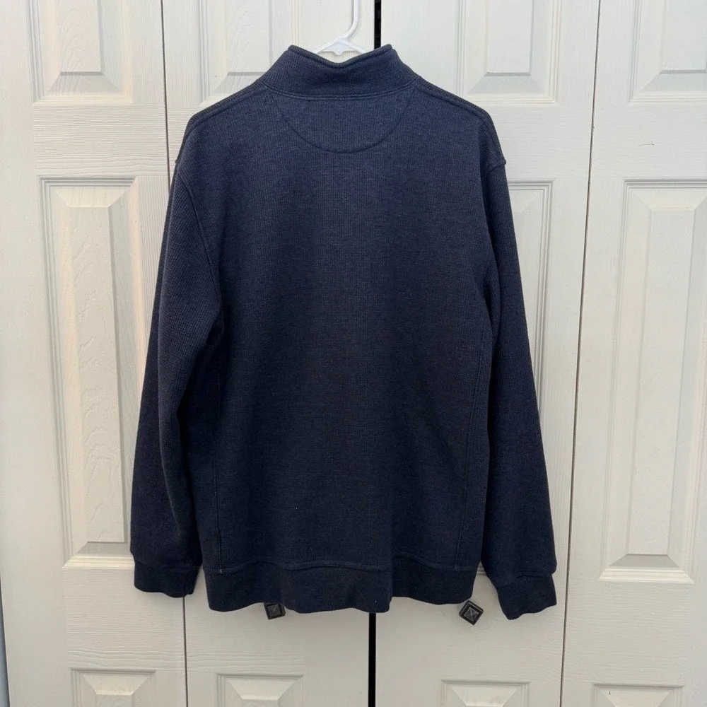 L.L. Bean Katahdin Iron Works Bonded Waffle Fleece, Snap Mock, Blue,‎ Size L